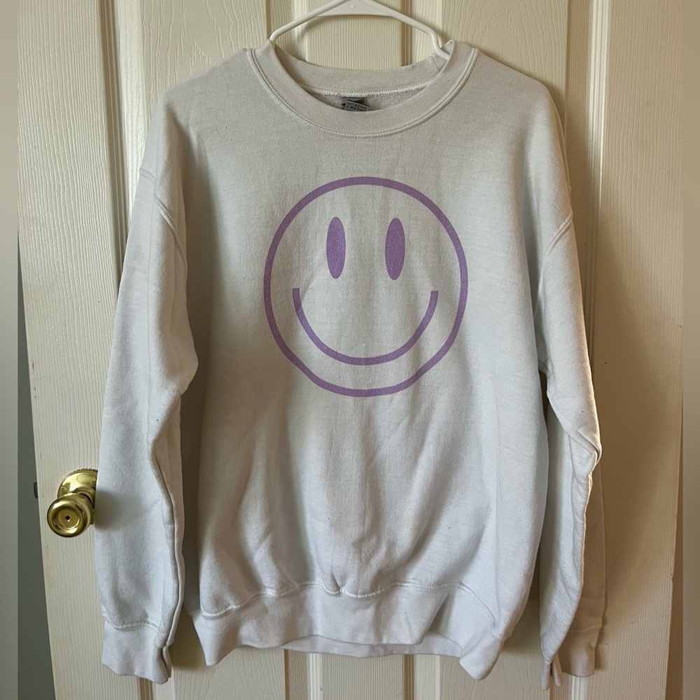 smiley face oversized crewneck from etsy